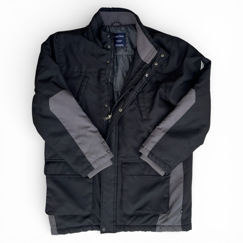 Men’s XL Nautica Black/Gray Puffer Style Snap Button and Zip-Up Jacket